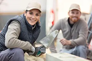 Apprenticeship Prints: male female builders builder on building site