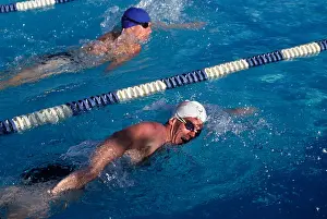 Water Sport Prints: Male swimmers competing in a freestyle race