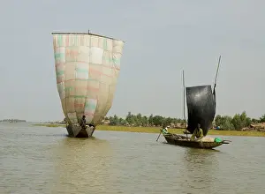 Sahel Prints: Mali. Sahel. River Niger and traditional boat