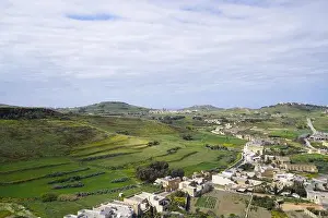 Neighbourhood Prints: Malta, Gozo, Victoria: Panoramic view of the green fields of Gozo Island from the famous Citadel