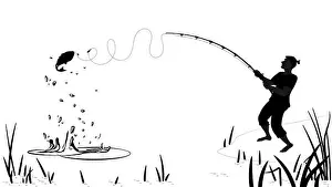 Bait Prints: The man caught a fish. Summer fishing
