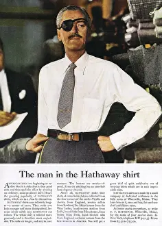 Clothes Prints: The Man in the Hathaway Shirt advert by David Ogilvy 1955