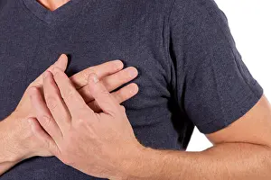 Hurt Prints: Man holding his chest with hands
