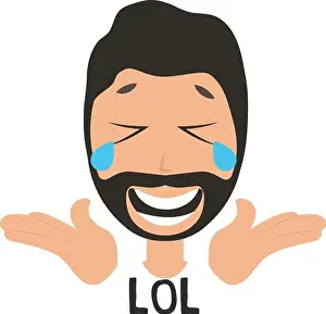 Vector On White Background Prints: Man laughing out loud, illustration, vector on white background