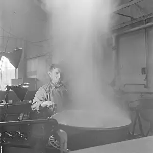Rods Prints: Man monitors the blanching of asparagus rods in a boiler