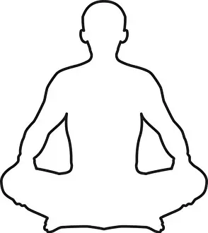Meditate Prints: Man in pose lotus Yoga pose Meditation position silhouette Asana icon black color vector I flat style simple image