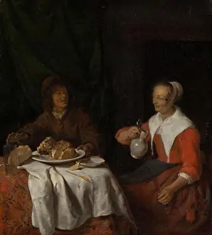 Pouring Prints: Man and Woman at A Meal. Man and woman to the meal