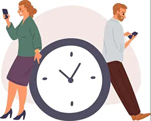 Addicted Prints: Man and woman with smartphone wasting their time