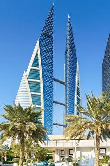 Turbines Prints: Manama, Bahrain - 08 Jan 2024, a view of World trade Center of Bahrain