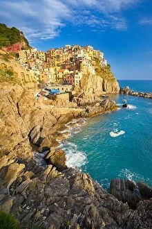 Images Dated 16th May 2016: Manarola at sunset, Cinque Terre National Park, Liguria, Italy, UNESCO