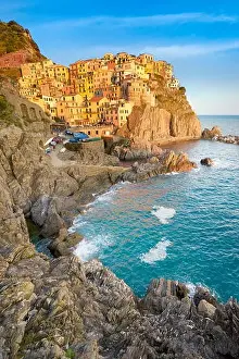 Manarola at sunset time, Cinque Terre, Liguria, Italy