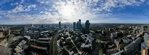 Manchester City Centre Drone Aerial View Above Building Work Skyline Construction Blue Sky Summer Beetham Tower