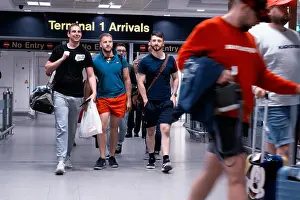 Travellers Prints: Manchester International Airport T1 arrival hall with passengers arriving