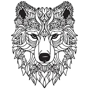 Mane Prints: Mandala Coloring Page for Adults. Bear Head Zen Spiritual Relax Colouring Book Template