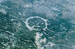 Lies Prints: Manicouagan Reservoir, also called Lake Manicouagan is an annular lake in central Quebec