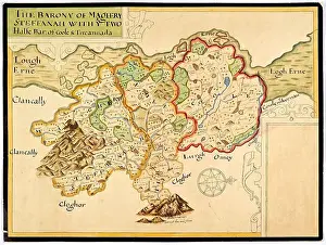 Antique Map Prints: Map 17th Century depicting counties of Ireland, Barony of Maghery