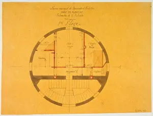 Botanical Garden Prints: Map 1st floor of the rotunda of the Parc Monceau in the 8th arrondissement