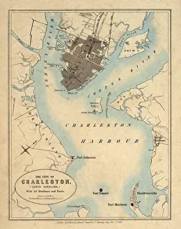 Charleston Prints: Map of Charleston 1861