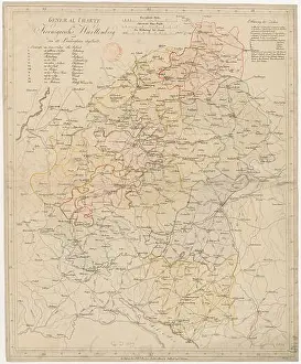 Wurttemberg Prints: A map charts the Kingdom of Württemberg and records its territorial extent and geographic arrangement