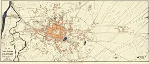 German Empire Prints: Map of the city of Bunzlau.. 1882. Stadtbaurat W. Doerich Bunzlau 1882 (retuschiert)