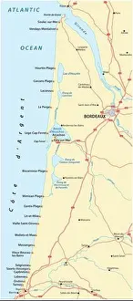 Map Cote d Argent, French coastal strip on the Atlantic Ocean