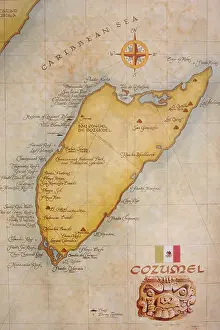 Isla Prints: The map of Cozumel Island, Mexico