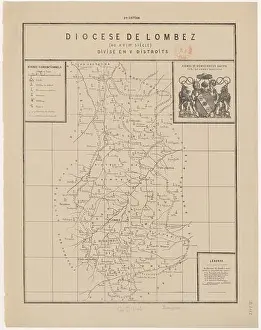 Church History Prints: A map dated 1727 records the Diocese of Lombez as divided into five districts