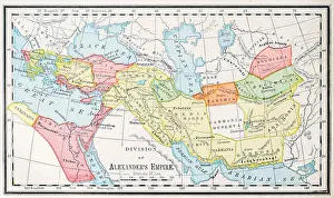 Ancient World Prints: Map of the Division of Alexander's Empire - Ancient World