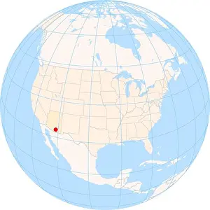 Arizona Prints: Map of the earth globe showing the location of the city Tucson in the United States (Arizona)