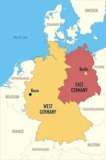 Cold War Prints: Map of East and West Germany 1949–1990 – Cold War Division of Germany