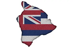 Felt Prints: Map and flag of Hawaii on felt