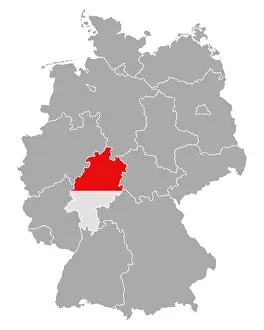 Hesse Prints: Map of Germany with flag of Hesse