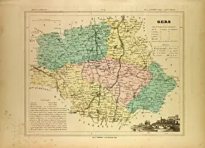 Gers Prints: MAP OF GERS FRANCE