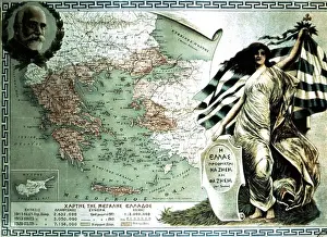 Geographical Prints: Map of 'Great Greece' by Venizelos (1864-1936) 1920 Greece Athens