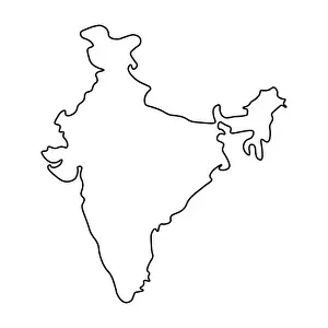 Map of India - outline. Silhouette of India map illustration