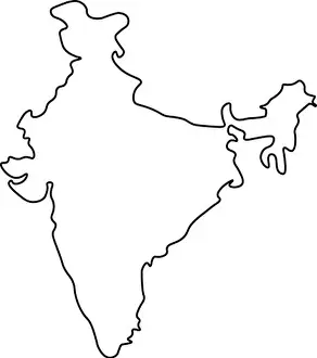 Map of India - outline. Silhouette of India map vector illustration