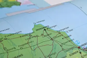 Navigate Prints: Map of Indramayu, the district capital of Indramayu Regency, West Java Province, Indonesia