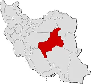 Southwestern Prints: Map of Iran with the provinces, Yazd is highlighted
