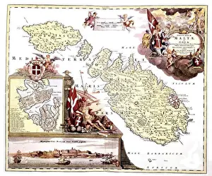 Means Prints: Map of the Island of Malta 17th century Malta