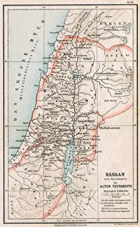 Bible Prints: Map of Israel and Palestine. The Bible. The Old Testament. Germany, circa 1895