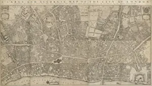 City Planning Prints: A map of London created in 1677 by John Ogilby and William Morgan