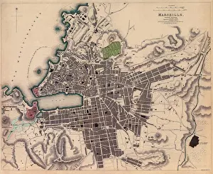 Voyages Prints: Map of Marseille 1832