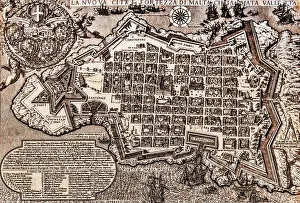 Bastion Prints: Map of the new fortification of the city by Perez D'Aleccio