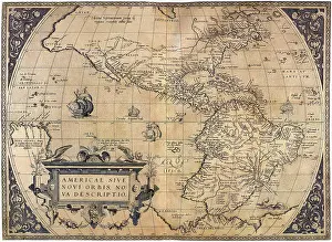 Voyages Prints: Map of New World 1570, Ortelius, Abraham