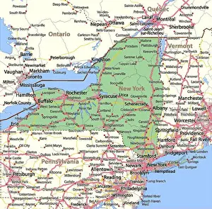 Delaware Prints: Map of New York. Shows country borders