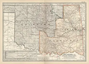 Native Americans Prints: Map of Oklahoma and the Indian Territory