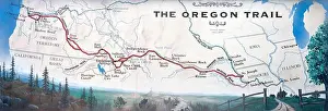 Willamette River Prints: Map of The Oregon Trail, End of the Trail Interpretive Center in Oregon City