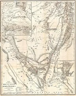 Journeys Prints: Map of the Peninsula of Mount Sinai and Arabia Petraea from the itineraries of E