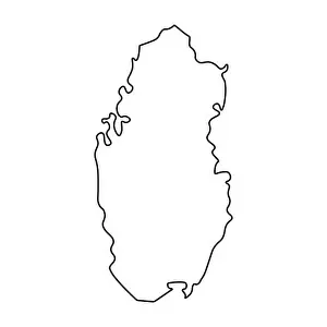 Qatar Prints: Map of Qatar - outline. Silhouette of Qatar map illustration