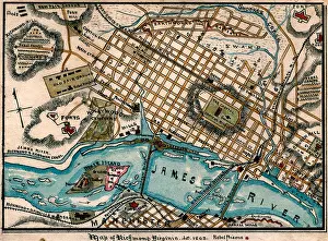 Rebel Prints: Map of Richmond, Virginia during USA Civil War, 1863